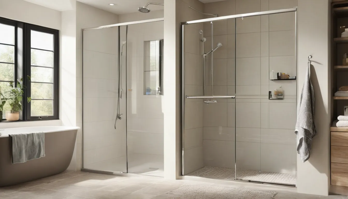 Bright, modern walk-in shower with a low threshold and grab bar in a New York area home
